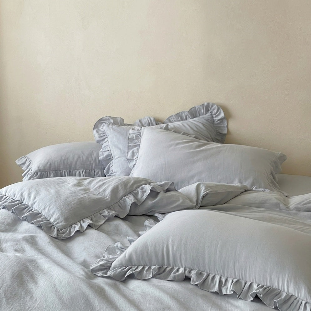 Roselle  Double Gauze Cotton Bedding Set with Ruffle Edge for All Seasons G111