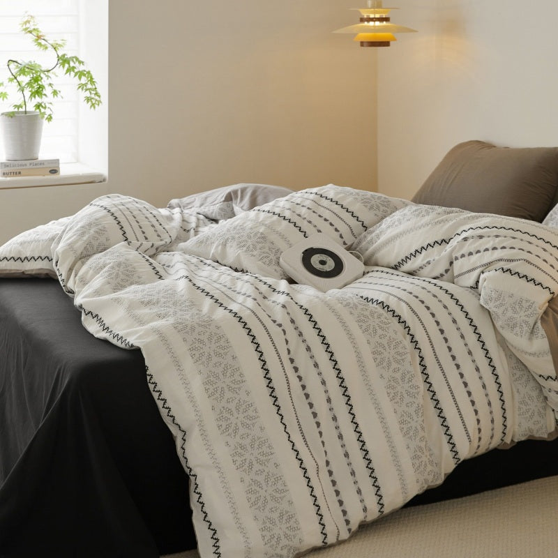 Vintora Boho Cotton Jacquard Bedding Set Tufted Duvet Set for All Season Bedroom Decor G69