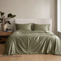 Qelune Bamboo Duvet Cover Set – Cooling Organic Bamboo Bedding in Olive
