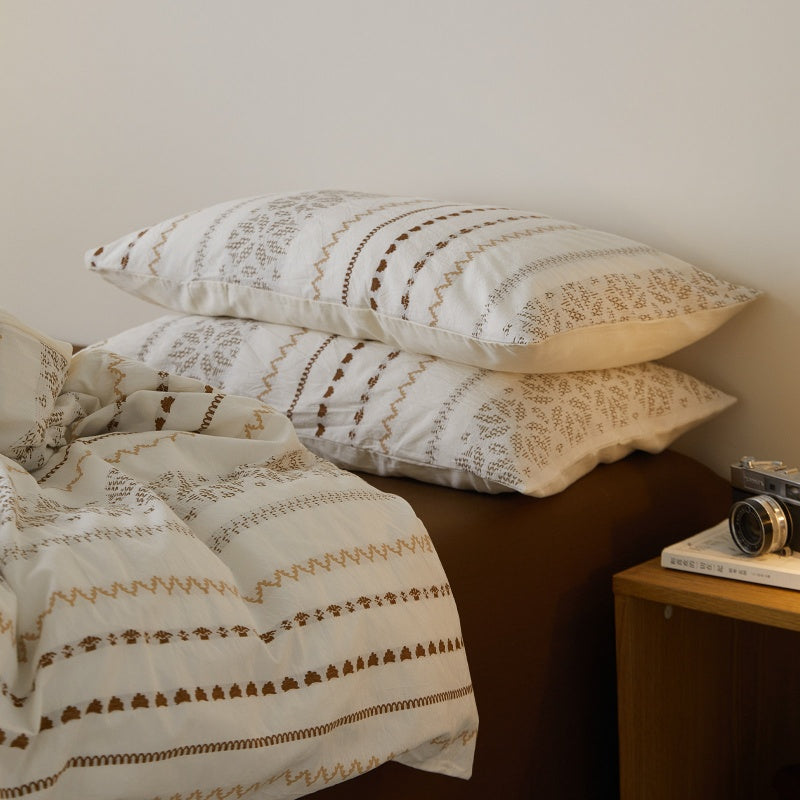 Vintora Boho Cotton Jacquard Bedding Set Tufted Duvet Set for All Season Bedroom Decor G69