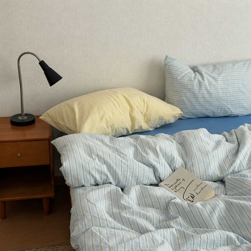 Vintora Scandinavian Blue Stripe Cotton Bedding Set G118