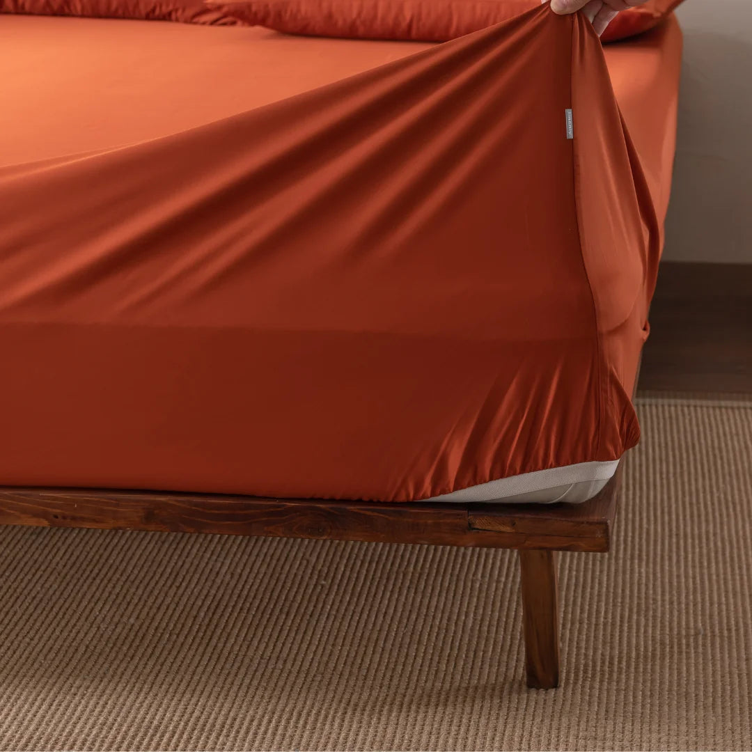 Bamboo Fitted Sheet - Copper Sunset