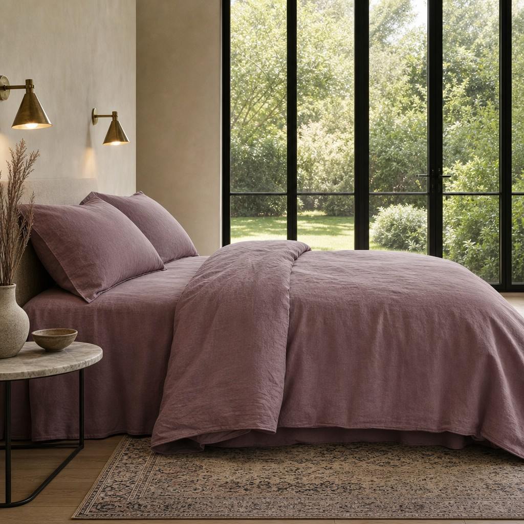 Cottara Washed Cotton Bedding Set Soft Breathable Bed Linen for Cozy Dorm and Home Use G65