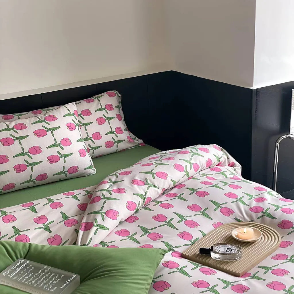 Pink Tulip Duvet Bedding Set