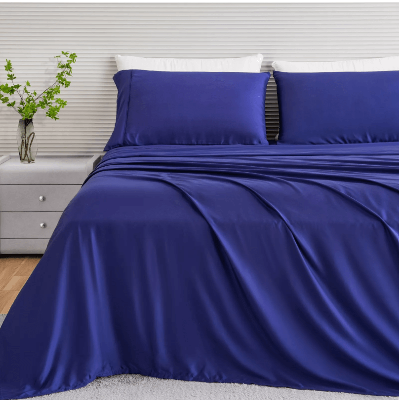 Bamboo Blend Bedsheet Set - Ultra Soft Microfiber Bedding Set (Navy)