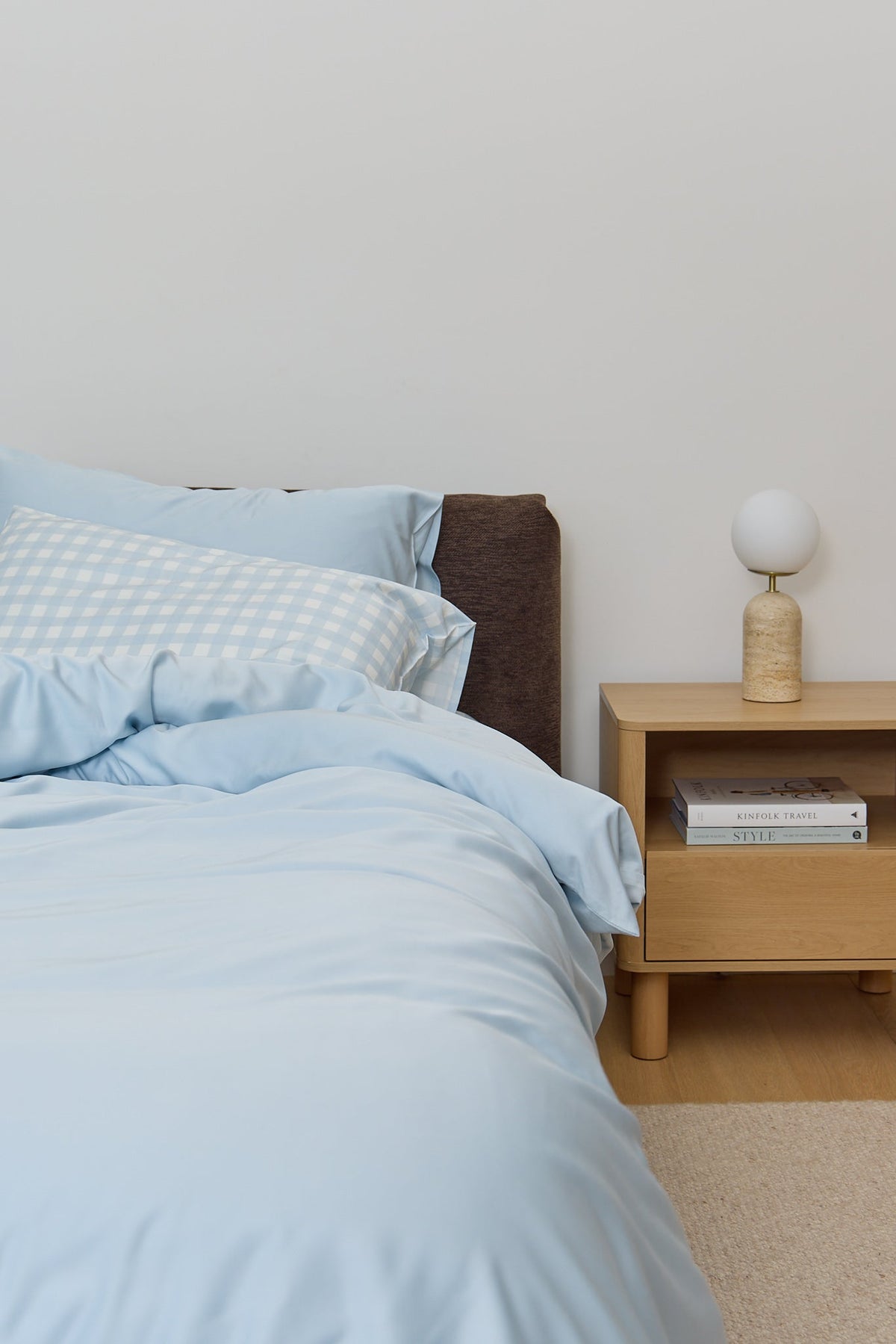 Sky Gingham Bamboo Fitted Sheet