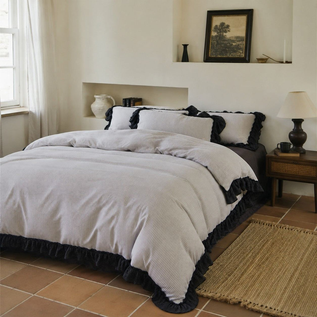 Roselle French Cottage Double Gauze Cotton Ruffle Bedding Set G110