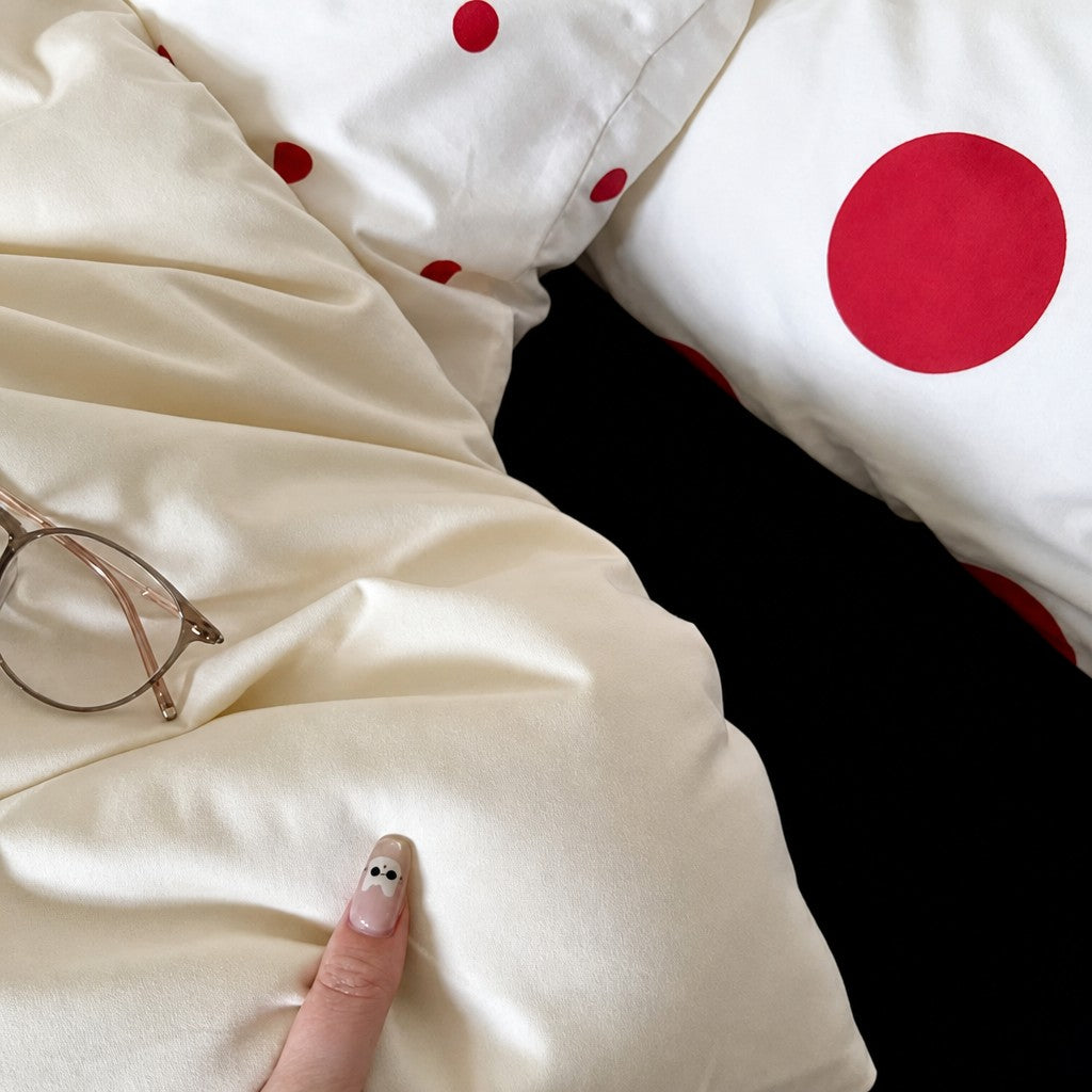 Vintora Relax Style Polka Dot Cotton Bedding Set for Master Bedroom and Dormitory G85