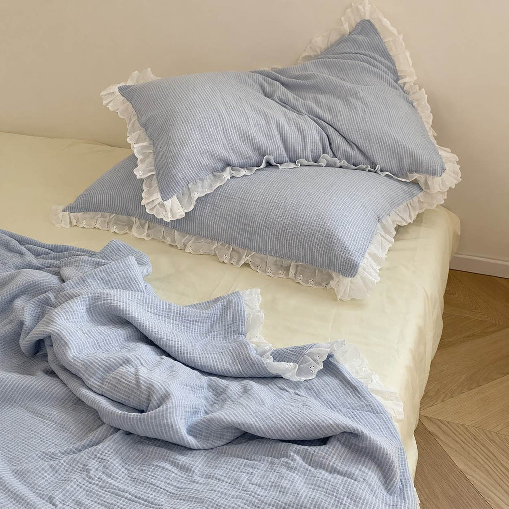 Roselle Simple Blue Bedding Set with Pure Cotton Sheets Suitable for Modern Homes G108