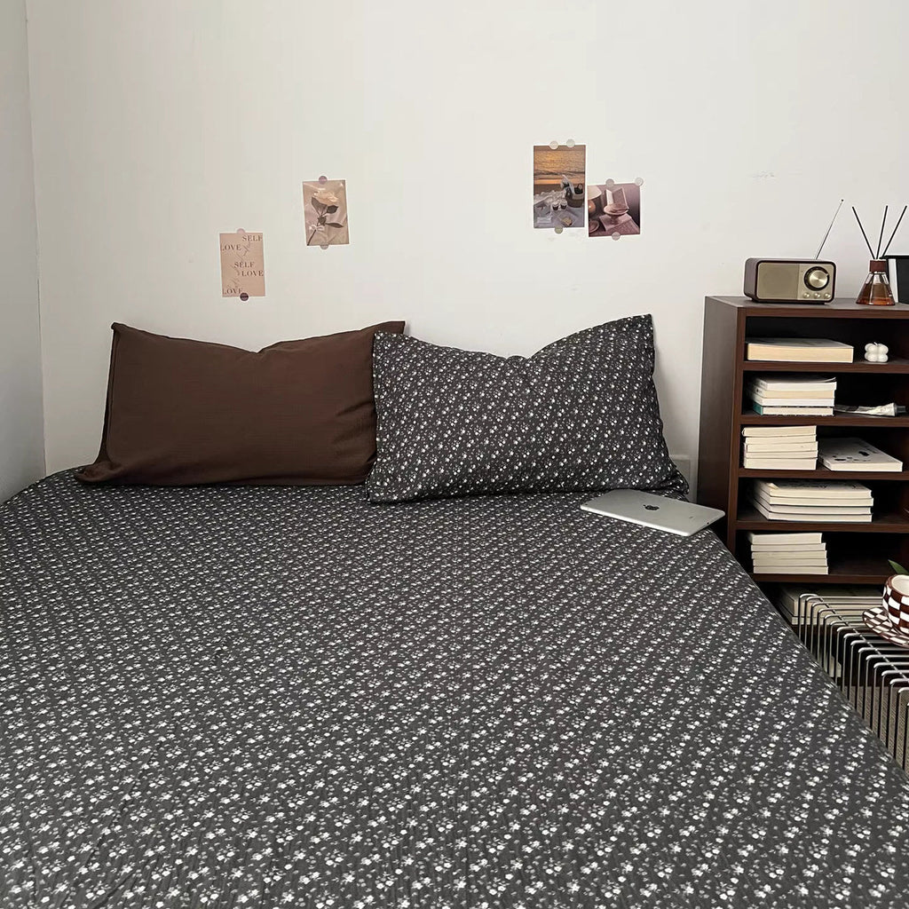Dark Academia Ditsy Floral & Sky Blue Bedding Set