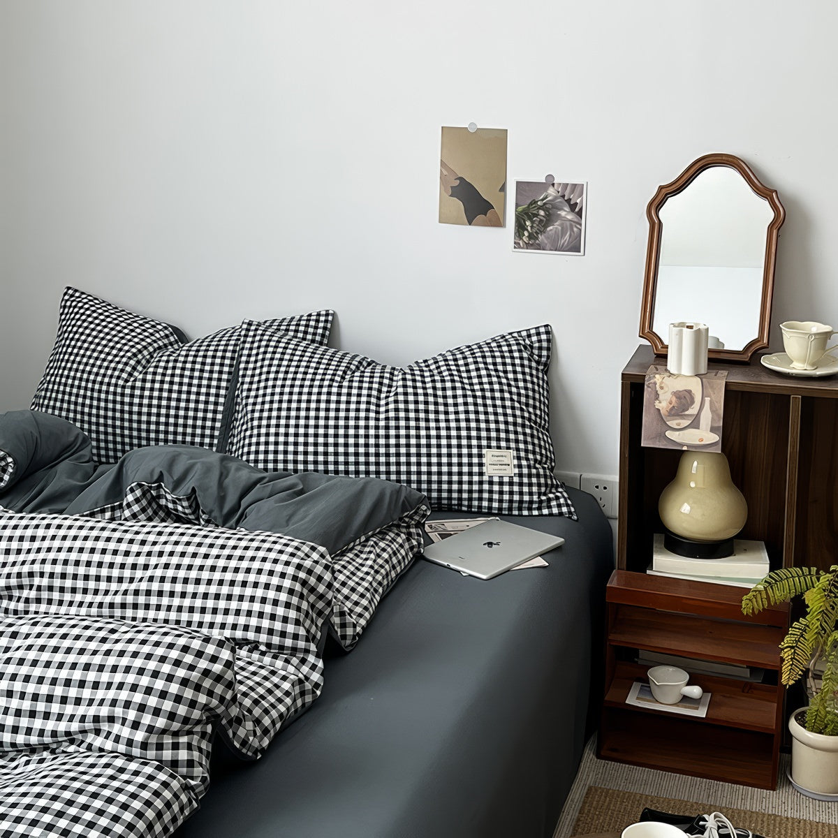 Classic Black Gingham Bedding Set