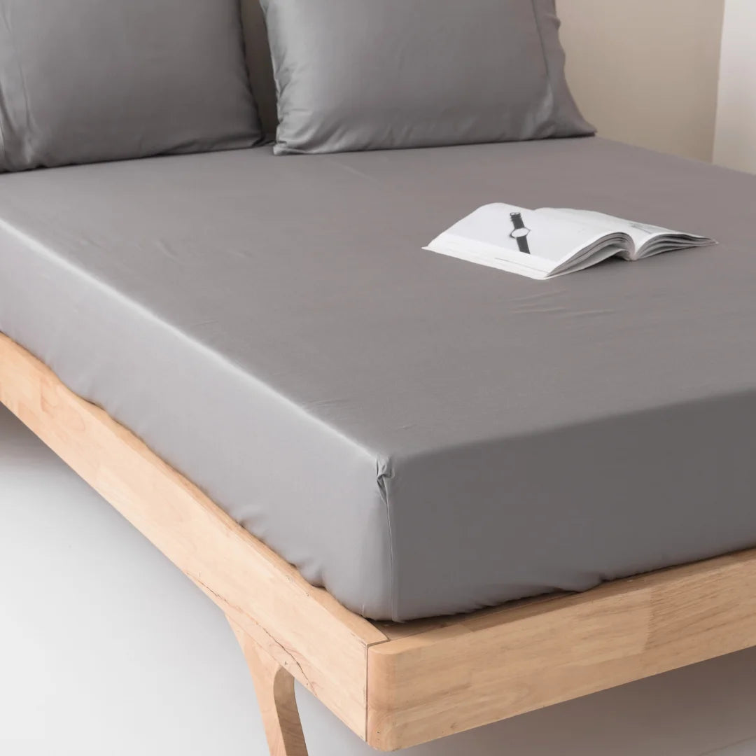 Bamboo Fitted Sheet Set - Stone Grey
