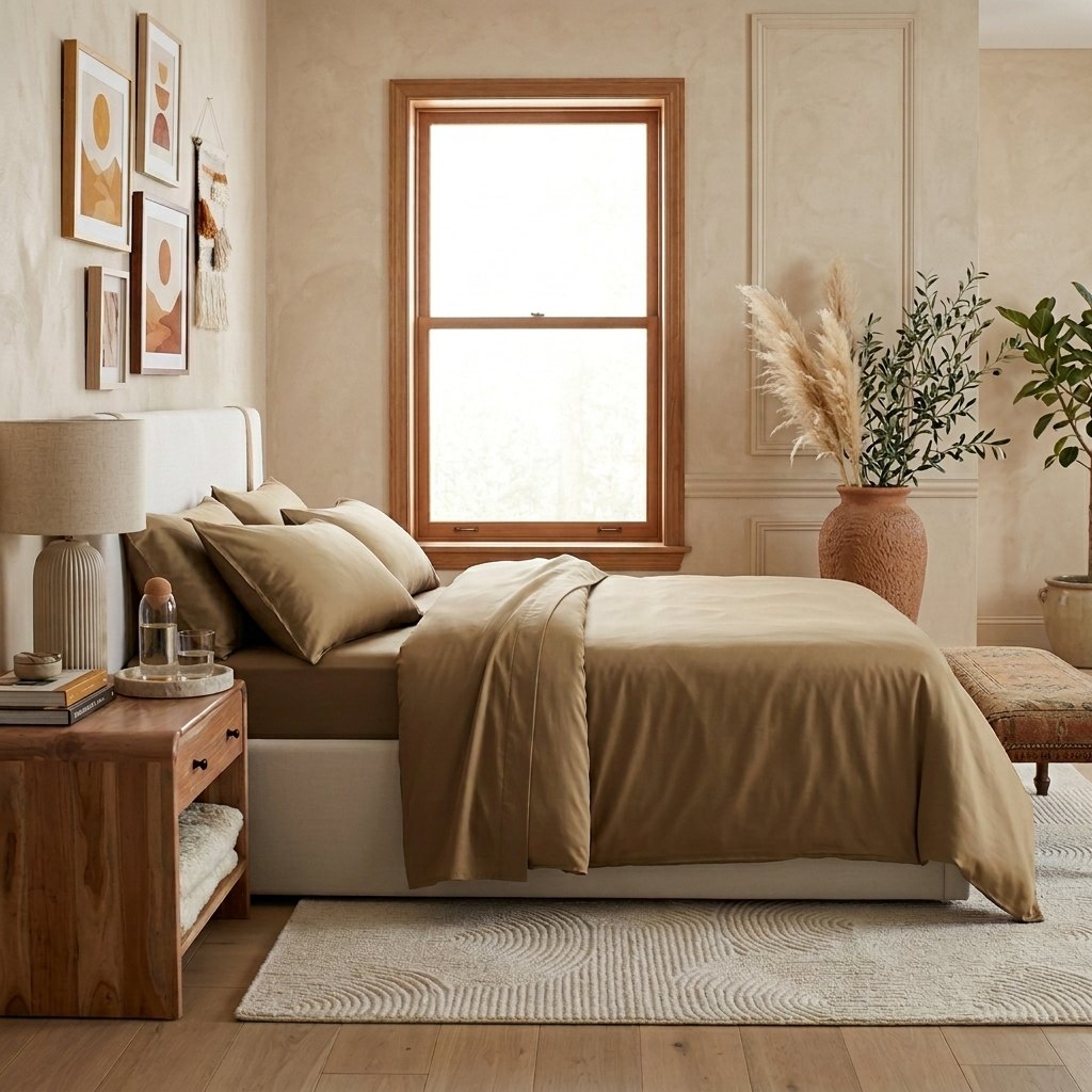 Qelune Bamboo Duvet Cover Set 鈥?Cooling Organic Bamboo Bedding in Elegant Walnut