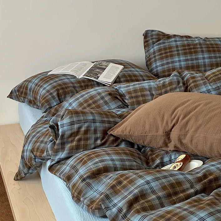 Vintora Classic Check Cotton Bedding Set in Yarn Dyed Washed Cotton for Everyday Comfort G104