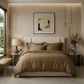 Qelune Bamboo Duvet Cover Set 鈥?Cooling Organic Bamboo Bedding in Elegant Walnut