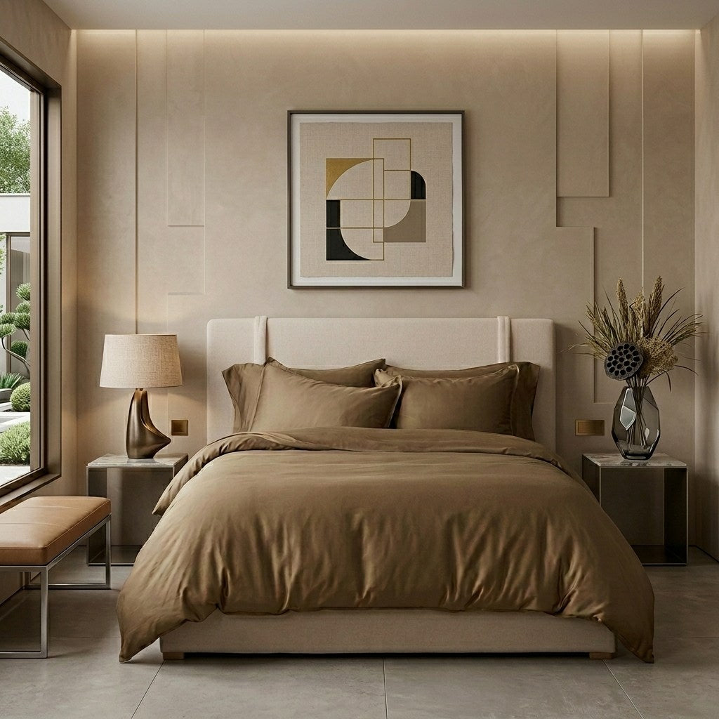 Qelune Bamboo Duvet Cover Set 鈥?Cooling Organic Bamboo Bedding in Elegant Walnut
