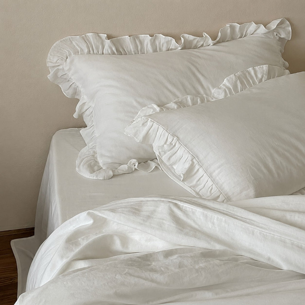 Roselle  Double Gauze Cotton Bedding Set with Ruffle Edge for All Seasons G111