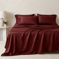 Qelune Bamboo Sheet Set – Cooling Organic Bamboo Bedding in Burgundy