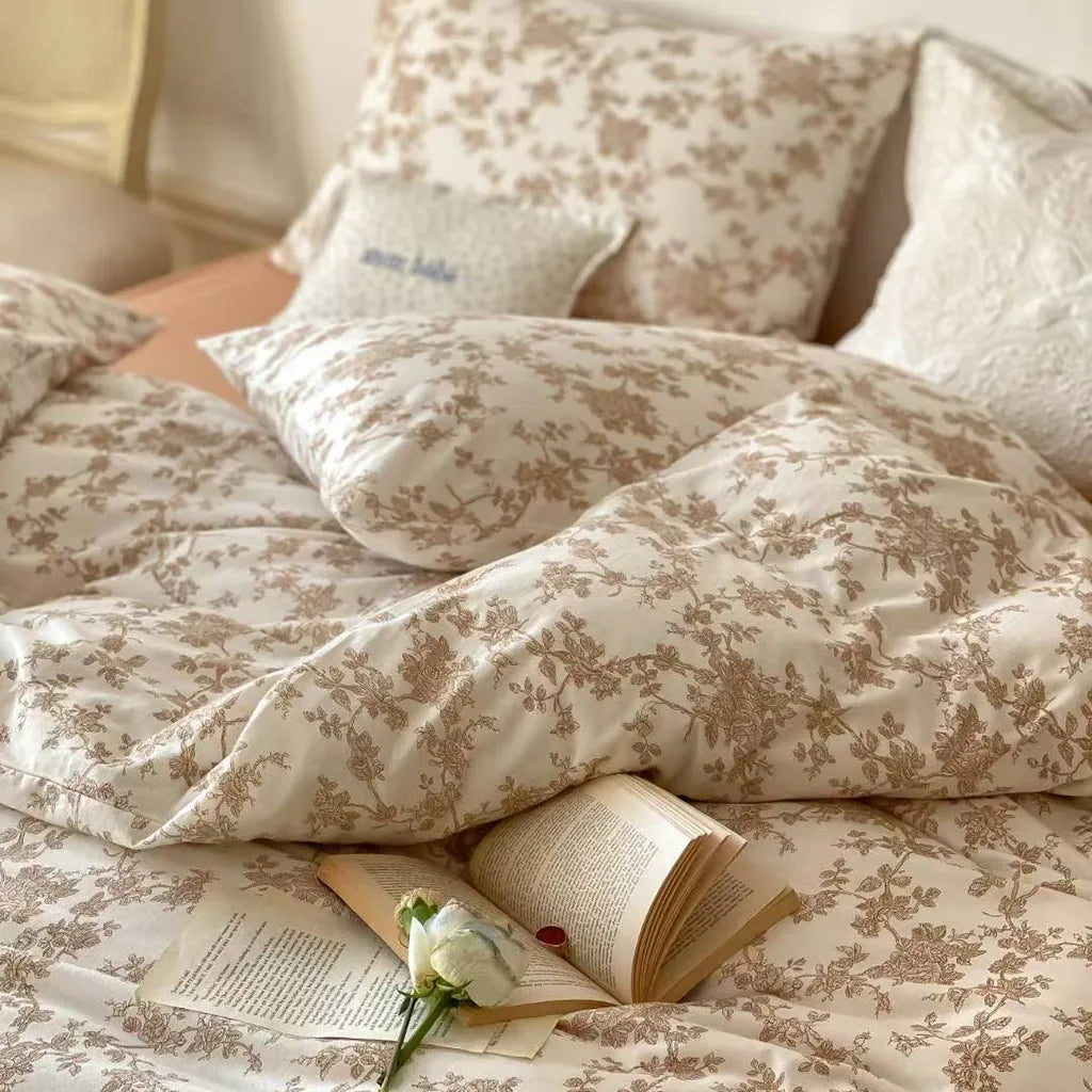 Toile Floral Cotton Bedding Set