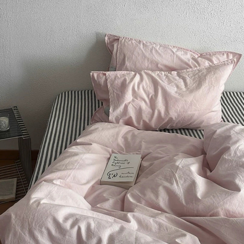 Vintora Blush Solid Pure Cotton Bedding Set for All Season Bedroom Decor G117