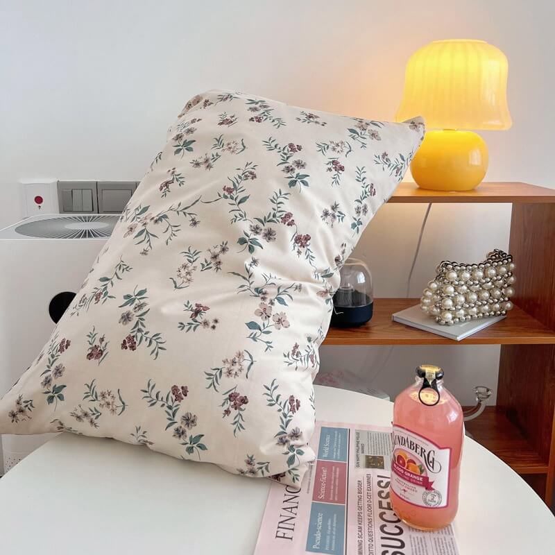 Cottagecore Violet Flowers Cotton Bedding Set
