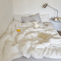 Vintora Minimalist Washed Cotton Striped Bedding Set  Airy All Season G97