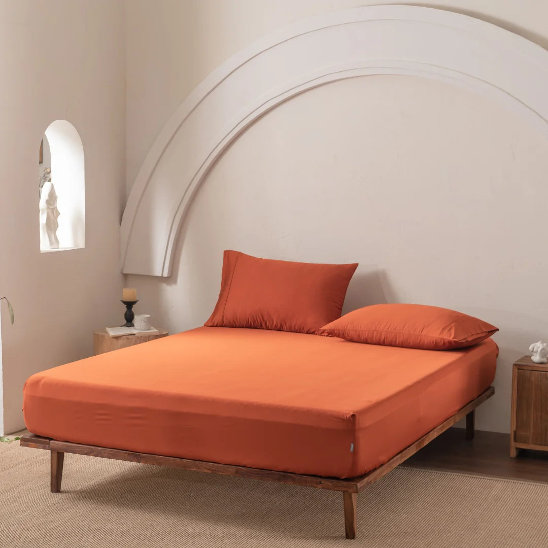 Bamboo Fitted Sheet Set - Copper Sunset