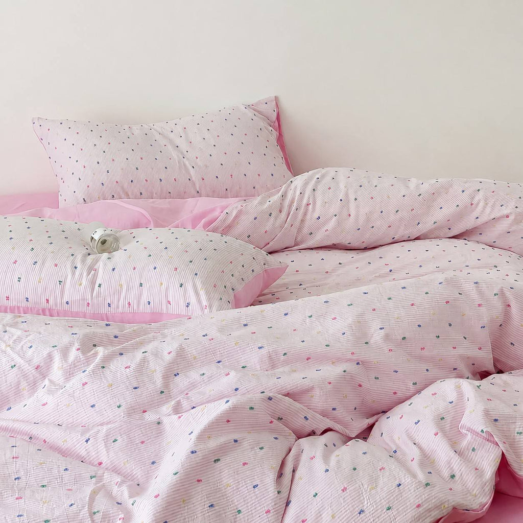 Vireza Washed Cotton Jacquard Bedding Set with Soft Breathable for All Seasons G101