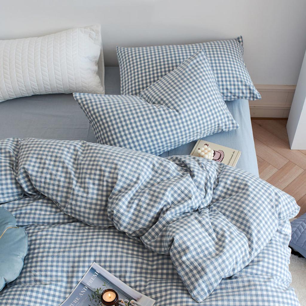 Cotton Small Gingham Bedding Set - Red