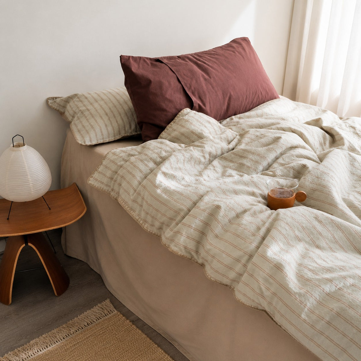 Vintora Soft Cotton Piped Stripe Bedding Set G96