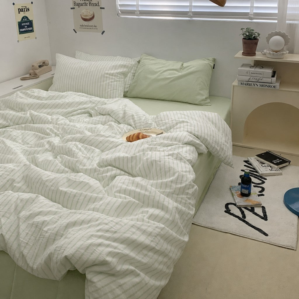 Vintora Soft Washed Cotton Stripe Bedding Set G91