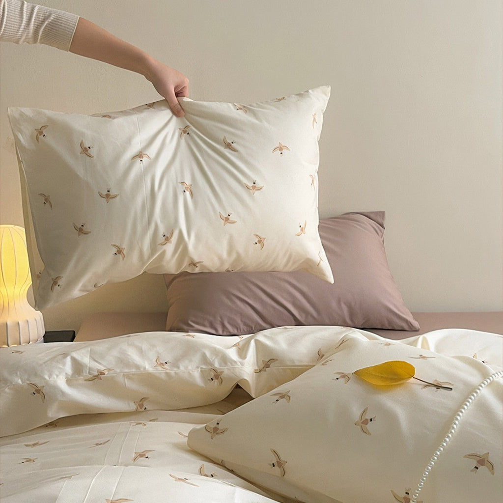 Swallow Bird Print Cotton Bedding Set