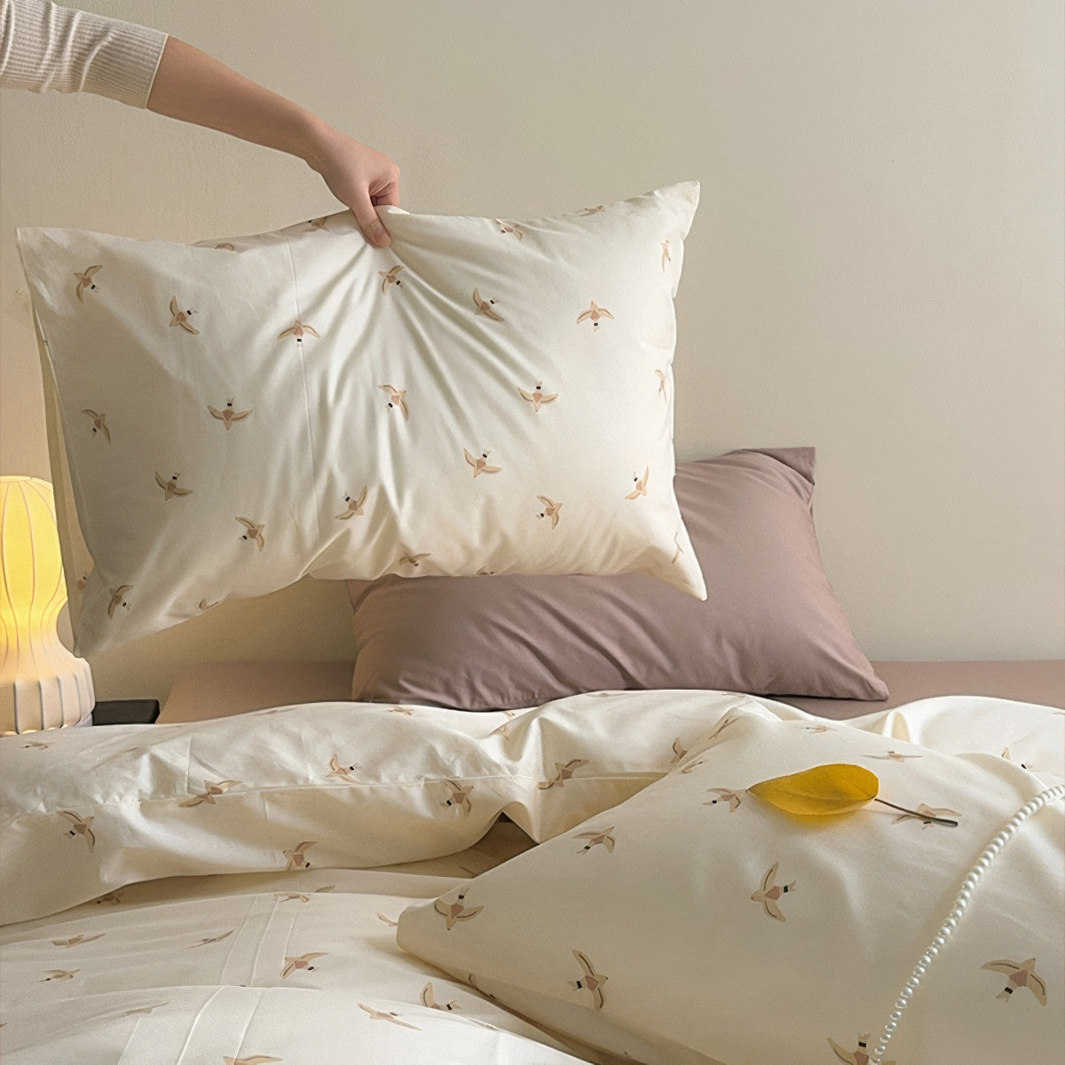 Swallow Bird Print Cotton Bedding Set