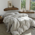 Glacier Vein Jacquard Cotton Duvet Cover Set - Mist Grey