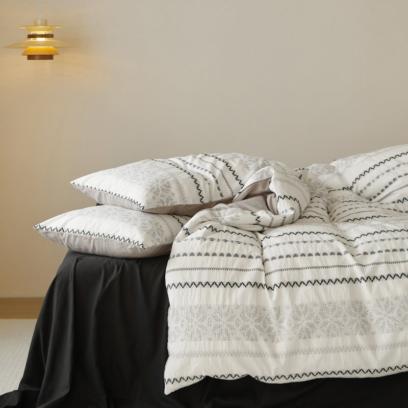 Vintora Boho Cotton Jacquard Bedding Set Tufted Duvet Set for All Season Bedroom Decor G69