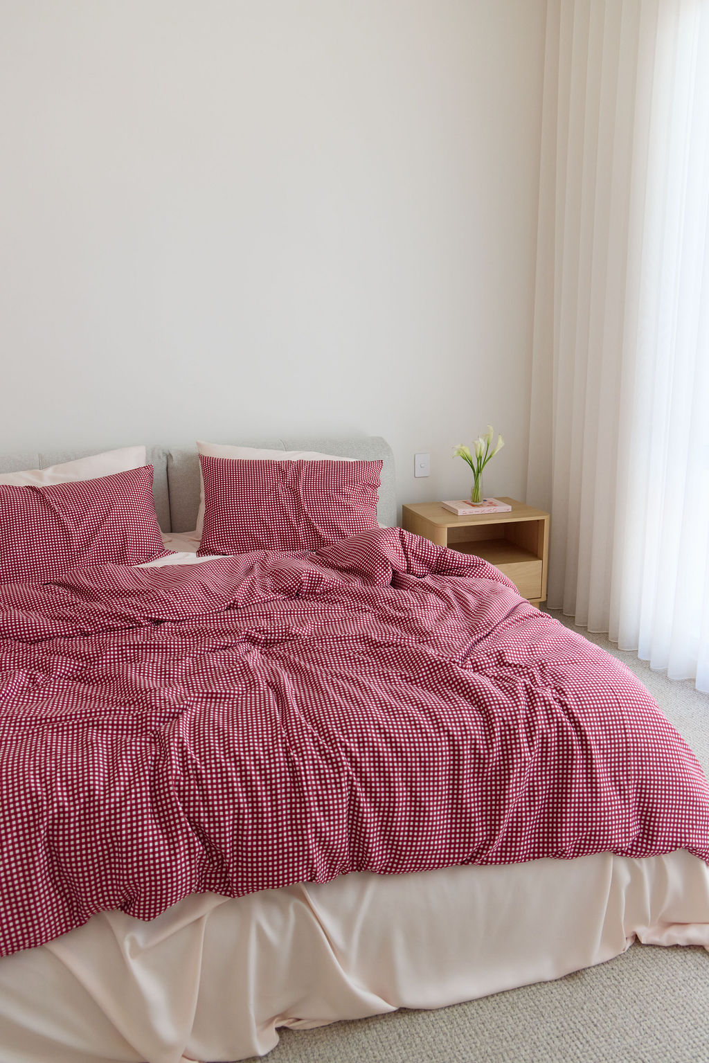 Cherry Gingham Bamboo Quilt Cover