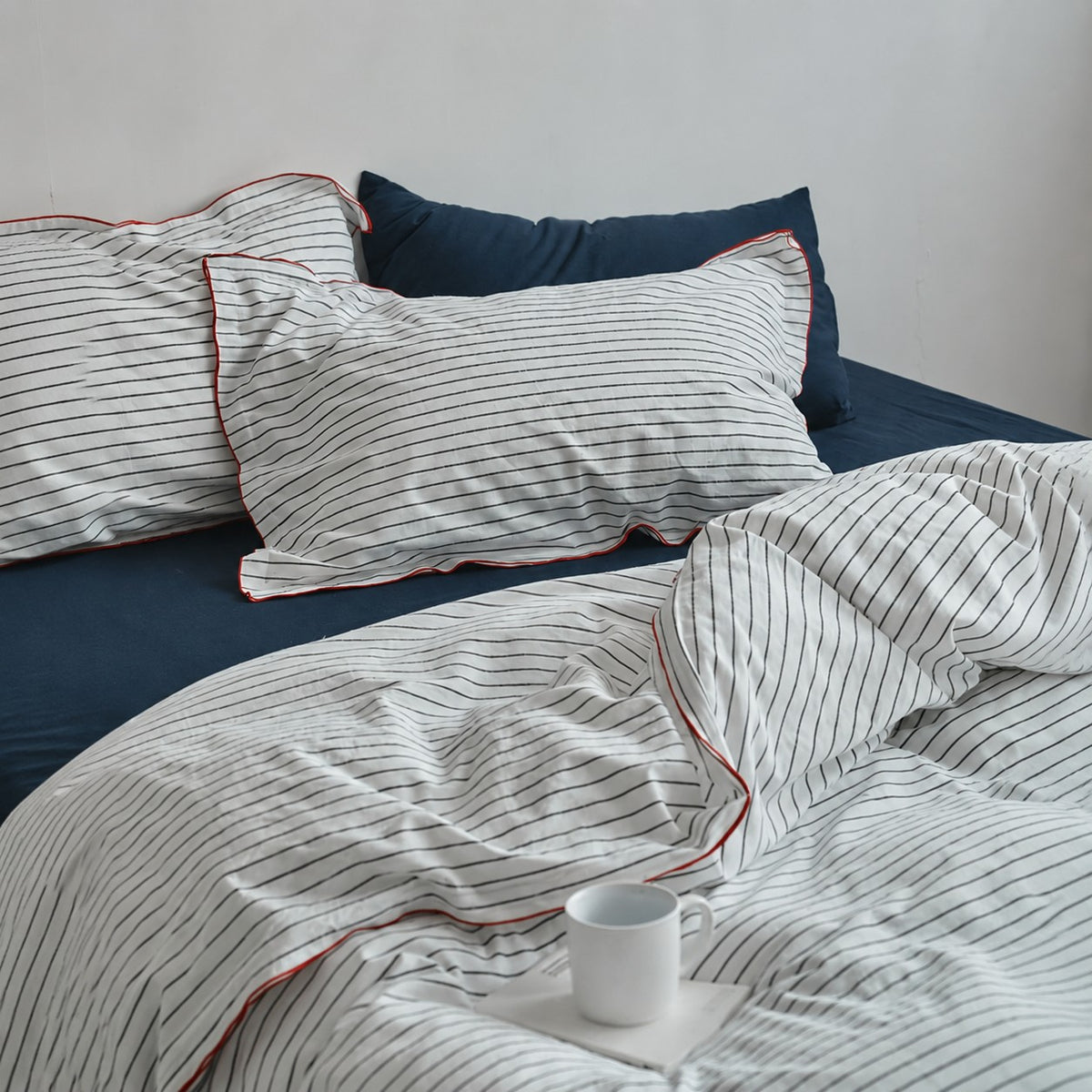 Vintora Minimalist Striped 100% Cotton Bedding Set All Season Washed Cotton Bed Linen G100