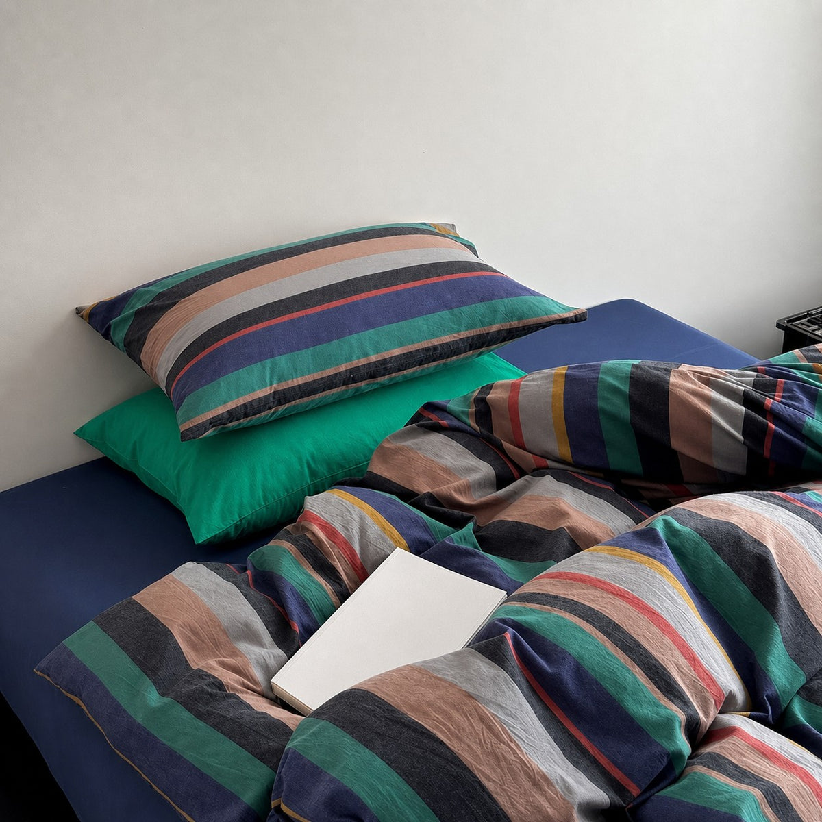 Vintora Vintage BV Green Striped Cotton Bedding Set G98