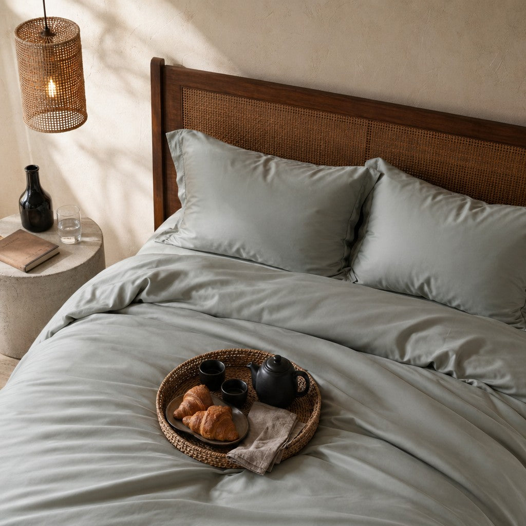 Qelune Bamboo Duvet Cover Set – Cooling Organic Bamboo Bedding in Eucalyptus