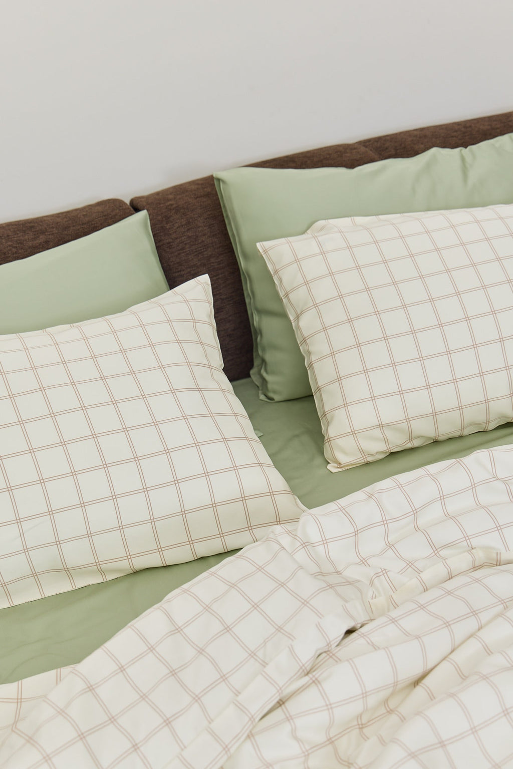 Latte Grid Bamboo Quilt Cover