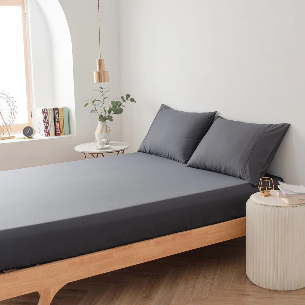 Bamboo Fitted Sheet Set - Charcoal