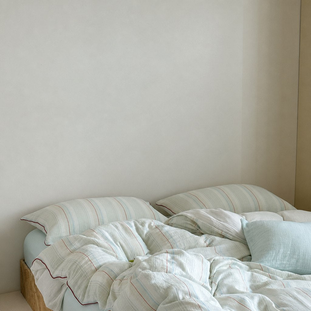 Vintora Modern Striped Cotton Bedding Set Double Layer Gauze for Cozy Sleep G90