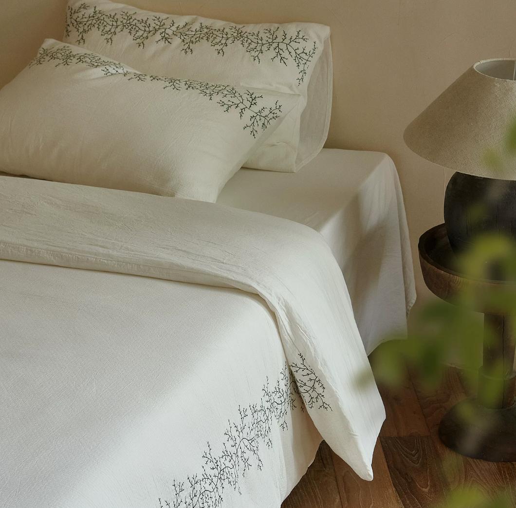 Roselle Southern French Embroidered Cotton Bedding Set Long Staple Floral Set G66