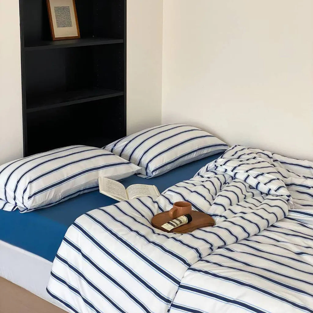 Ticking Stripe Jersey Bedding Set