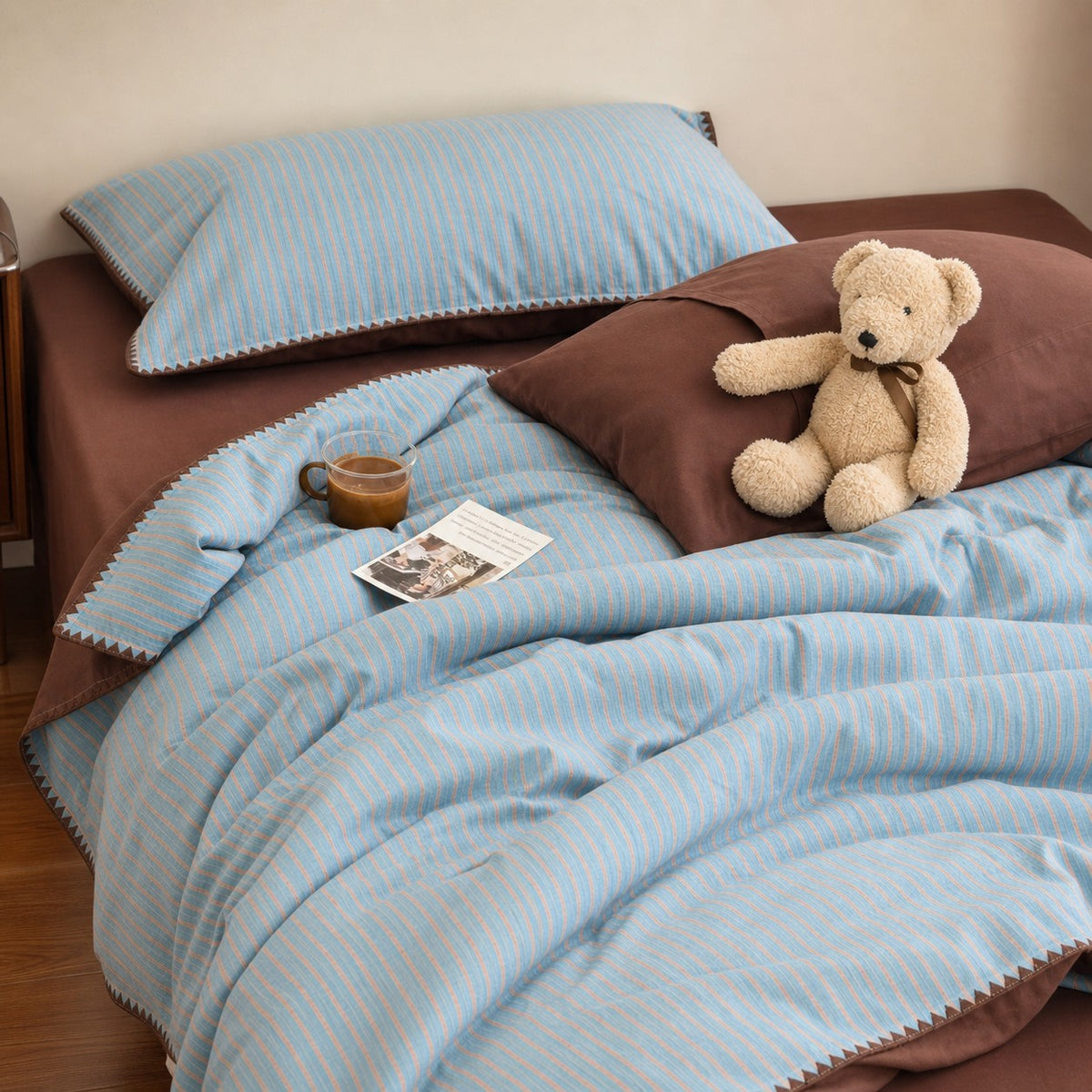 Vintora Soft Cotton Piped Stripe Bedding Set G96