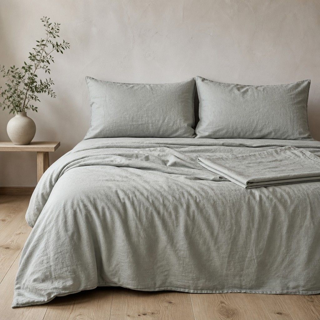 Cottara Washed Cotton Bedding Set Soft Breathable Bed Linen for Cozy Dorm and Home Use G65