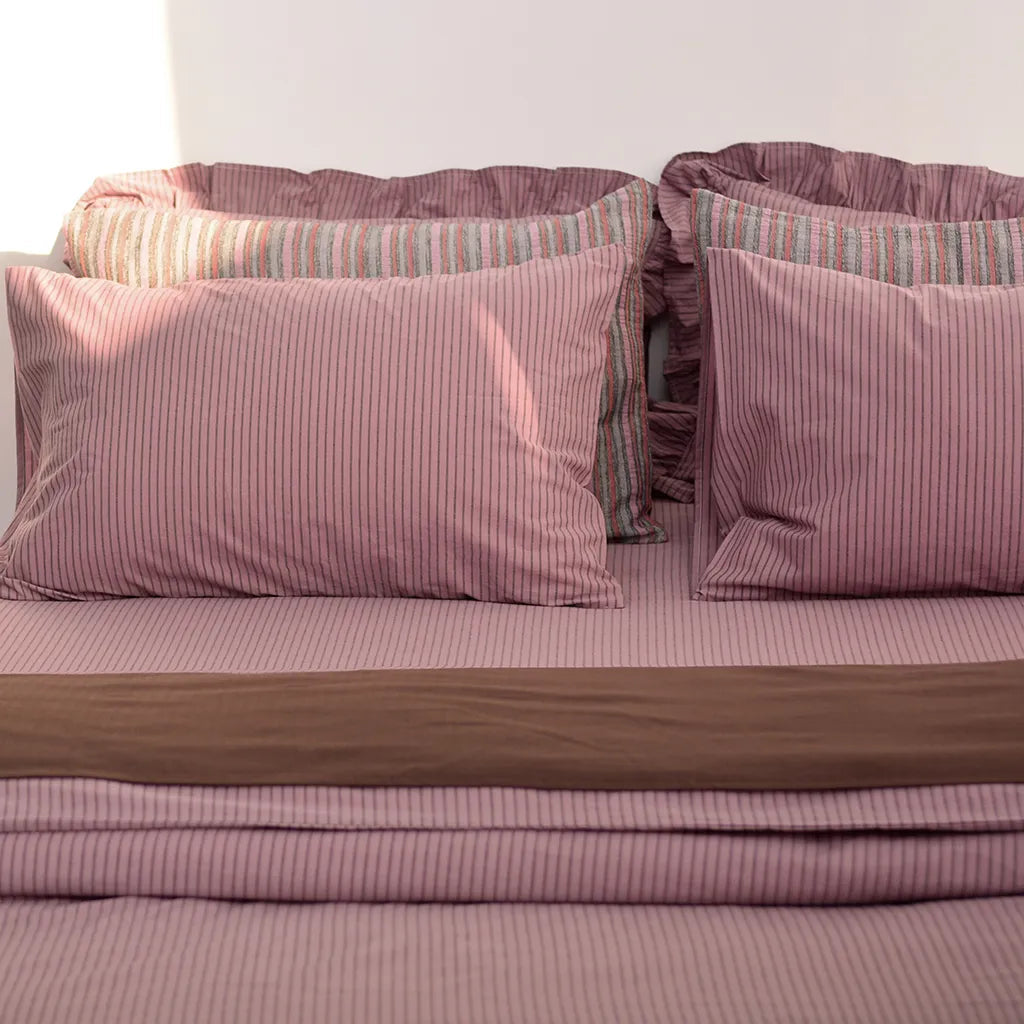 Vintage Purple Striped Duvet Cover Set