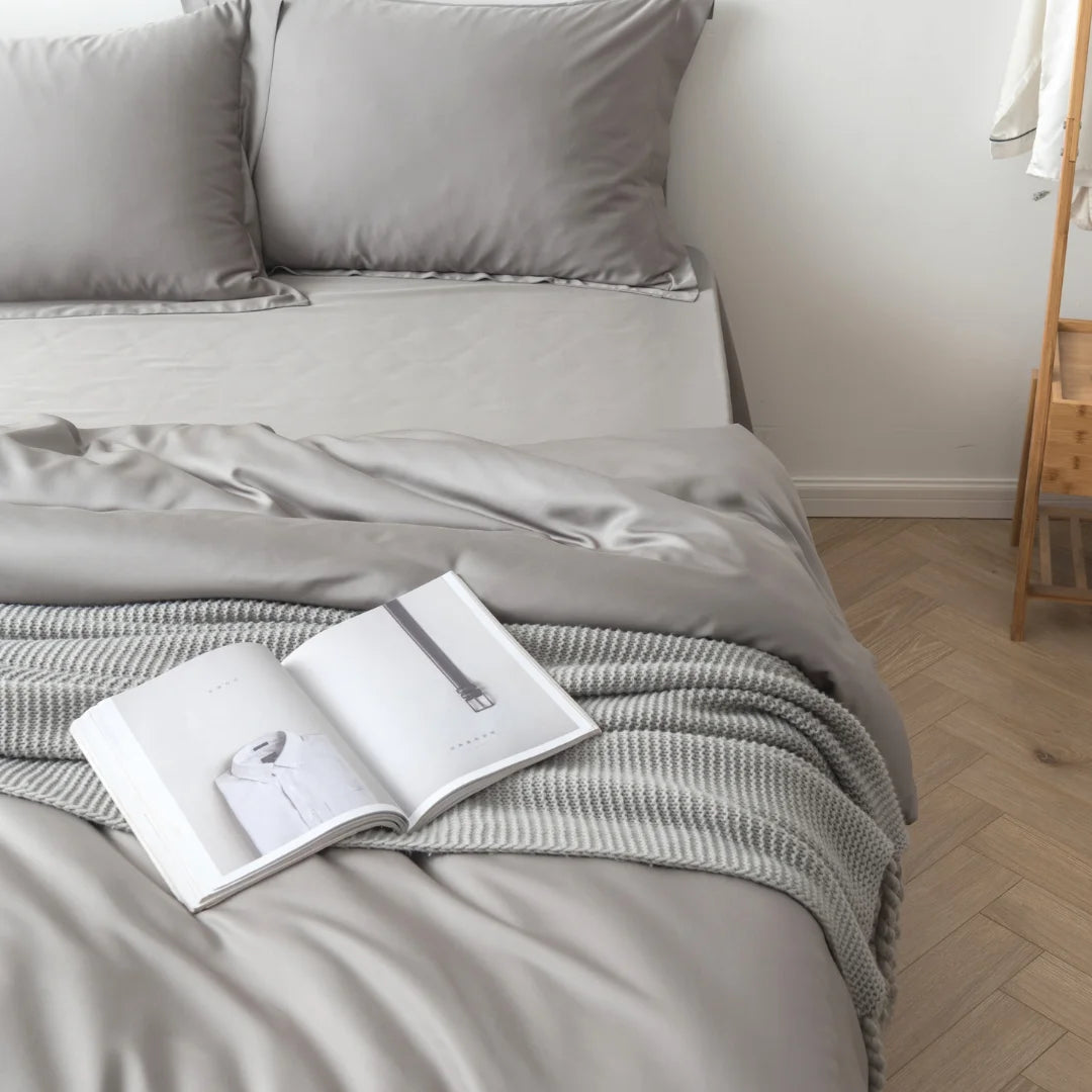 Bamboo Quilt Cover Set - Stone Grey