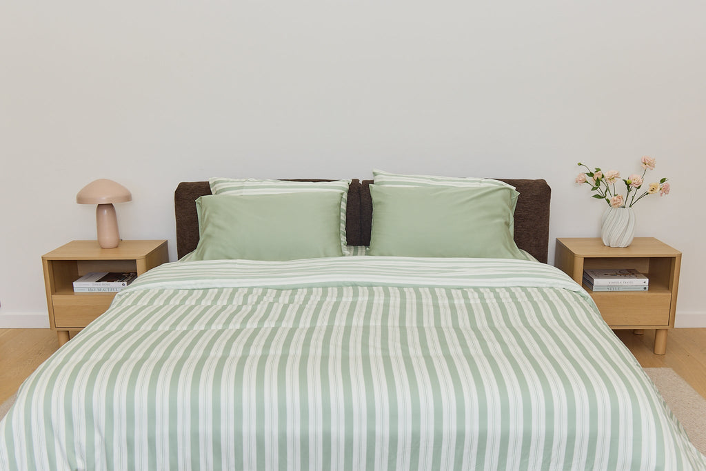 Pistachio Stripe Bamboo Quilt Cover