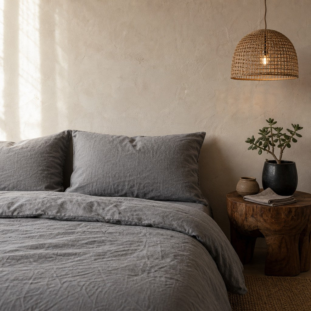 Cottara Washed Cotton Bedding Set Soft Breathable Bed Linen for Cozy Dorm and Home Use G65